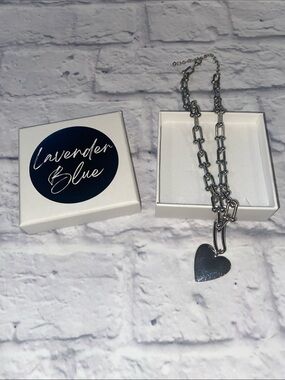 Lavender Blue Soul Big Love Necklace Silver